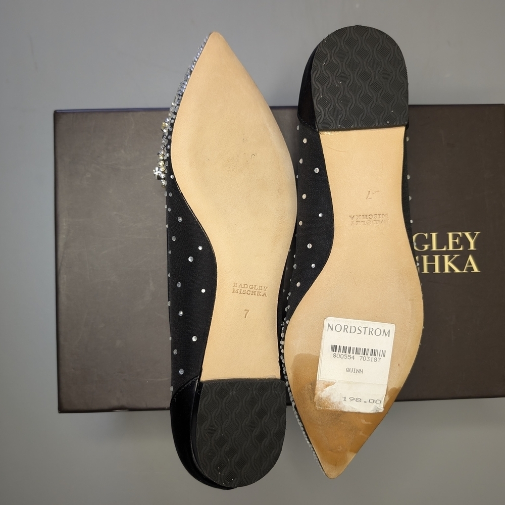Badgley Mischa Black Quinn Embellished Pointed Toe Women's Evening Flats Size 7 - Picture 5 of 9